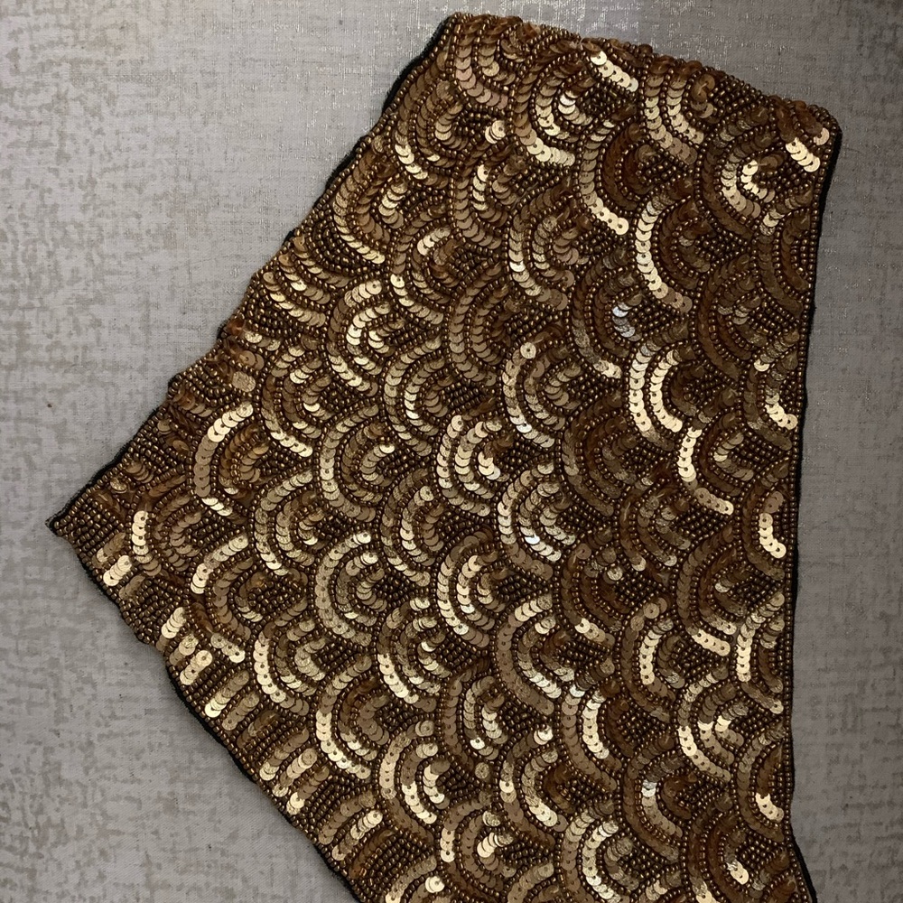 Unique gold hand beaded scarf necklace